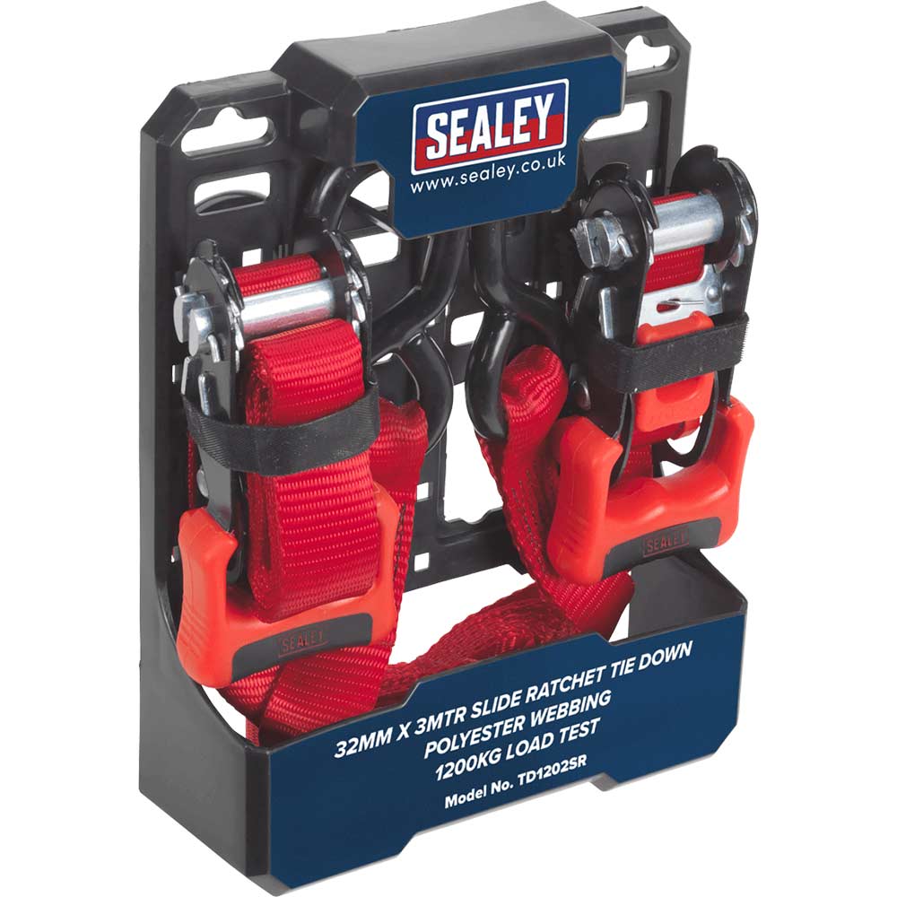 Image of Sealey Slide Ratchet Tie Down Straps 32mm 3m 1200kg