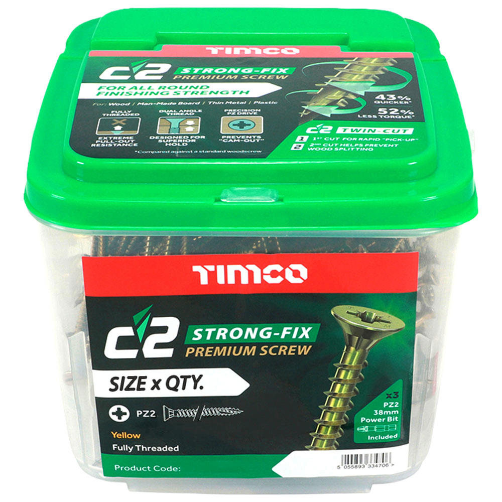 Timco Strong-Fix C2 Countsunk Pozi Wood Screws Handy Tub 6mm 100mm Pack of 225