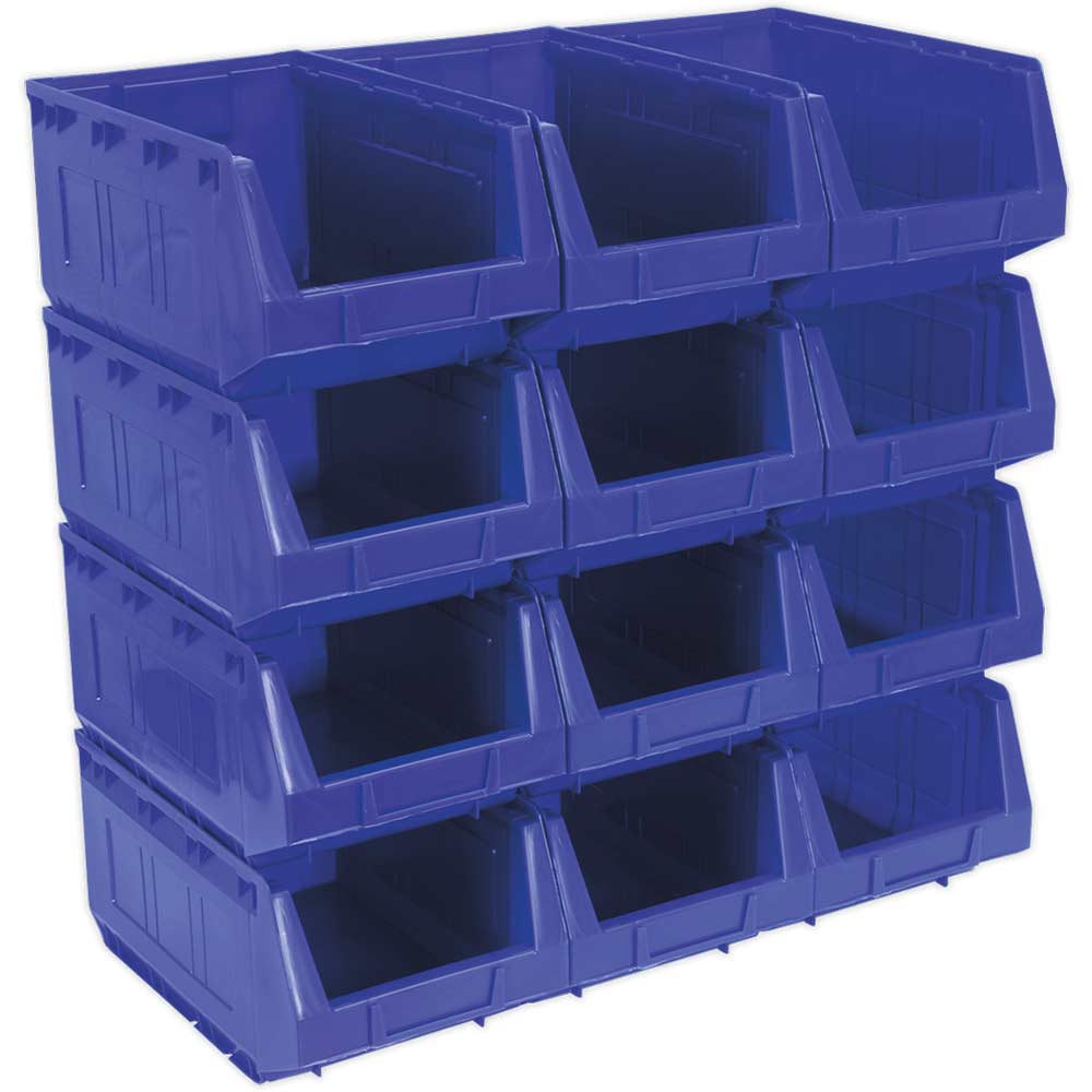 Sealey Plastic Storage Bin 209 x 356 x 164mm Blue Pack of 12 in UK Specification