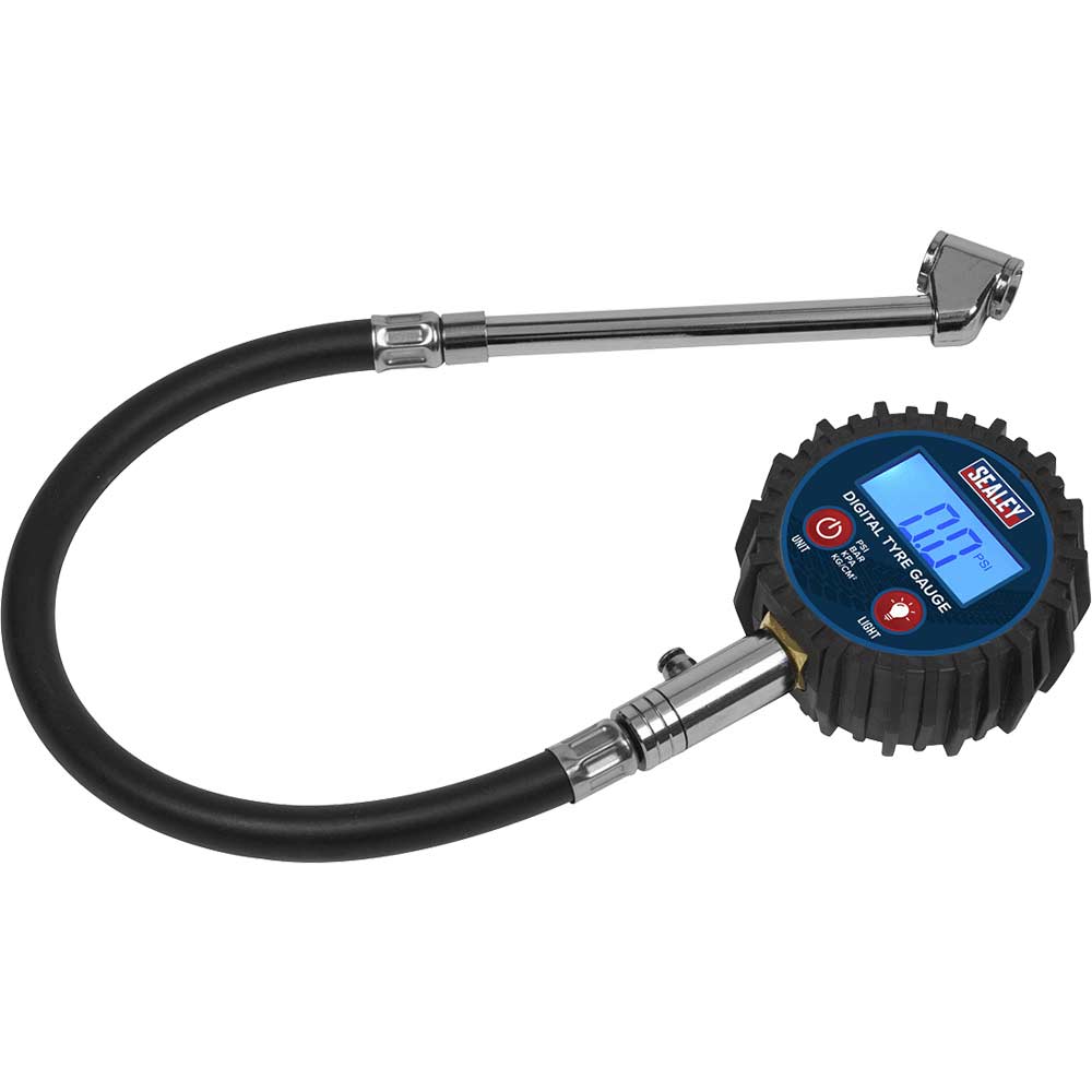 Sealey Twin Push On Connector Digital Tyre Pressure Gauge