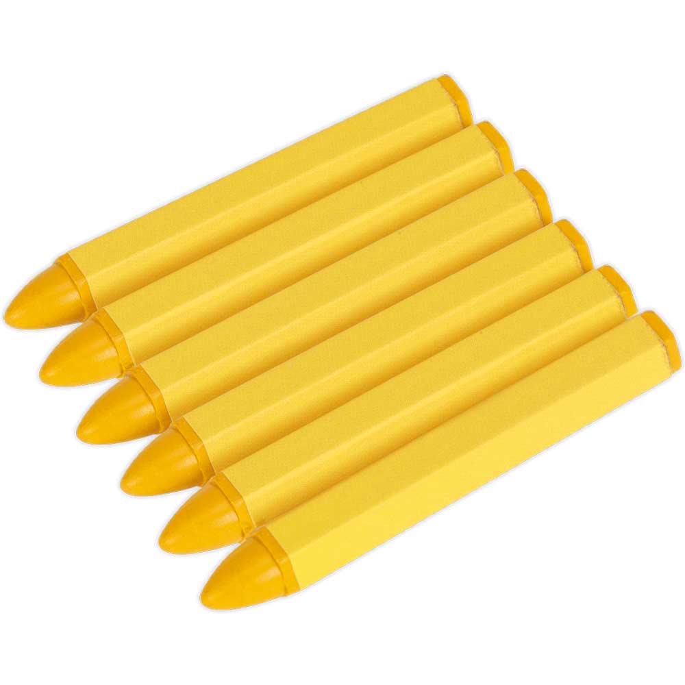 Sealey Tyre Marking Crayons Yellow Pack of 6