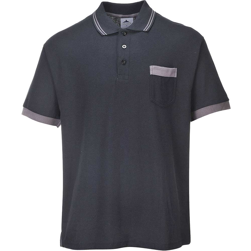 Image of Portwest Mens Texo Contrast Polo Shirt Black M