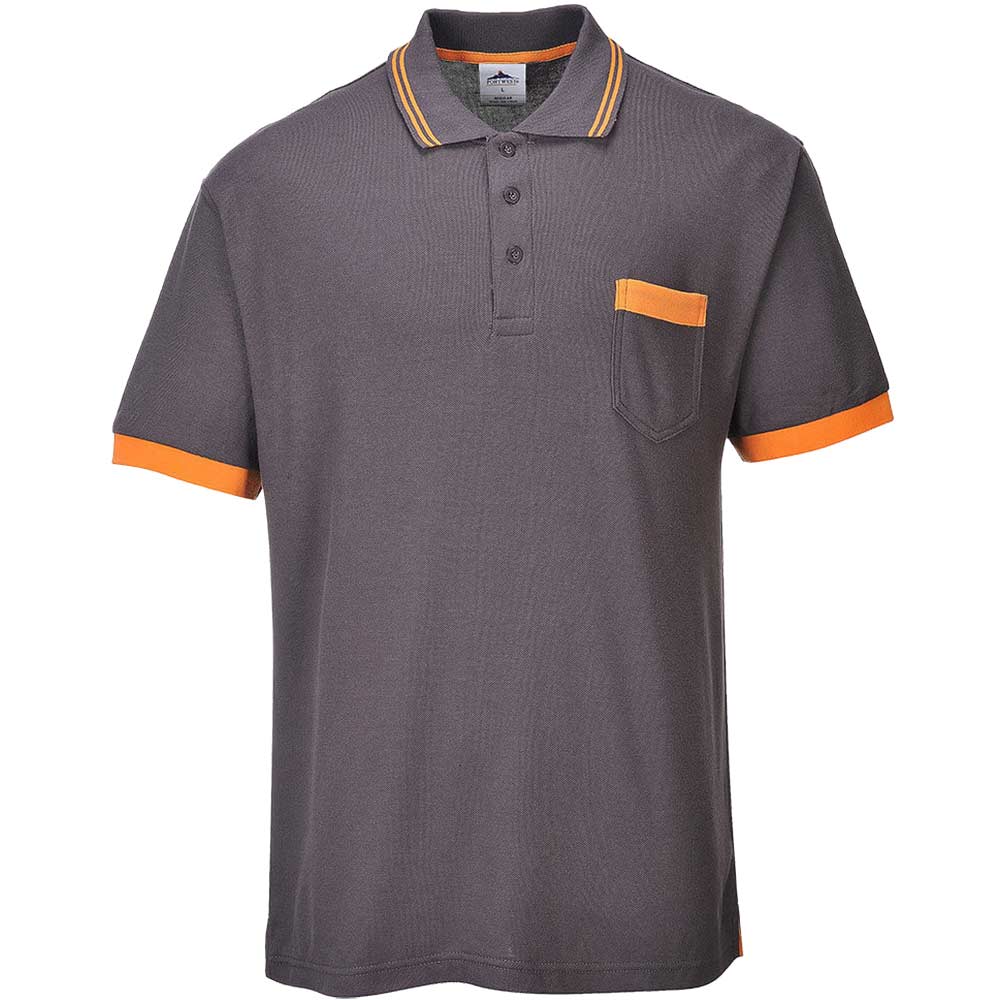Image of Portwest Mens Texo Contrast Polo Shirt Grey L