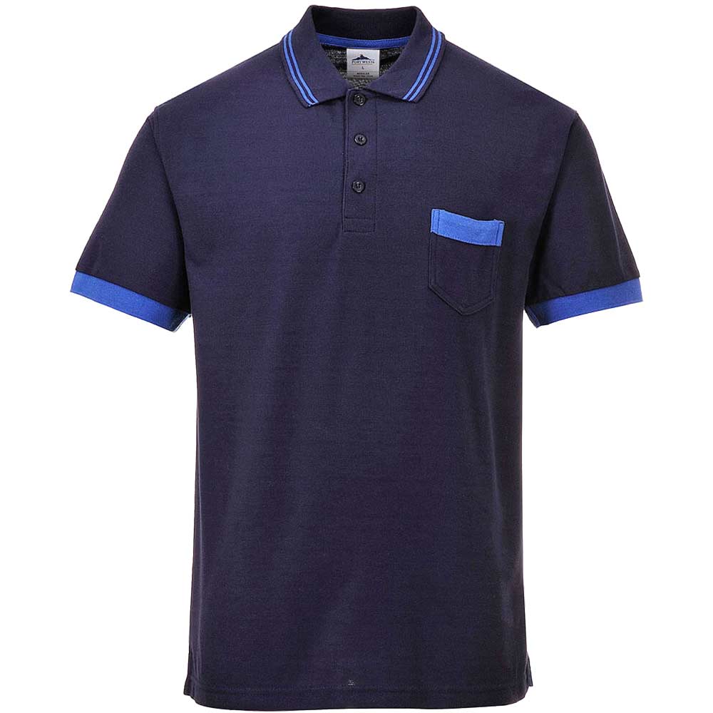 Image of Portwest Mens Texo Contrast Polo Shirt Navy L