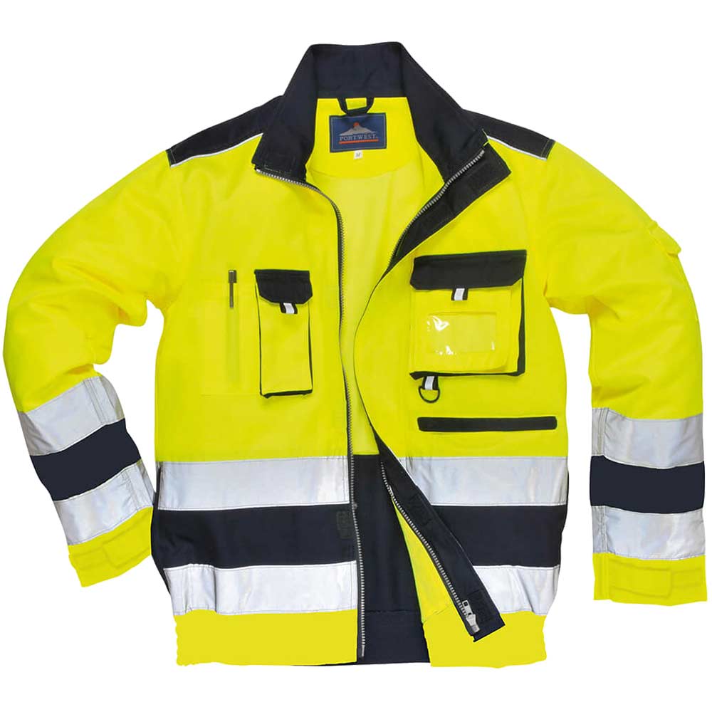 Image of Portwest Lille Hi Vis Jacket Yellow / Navy 2XL