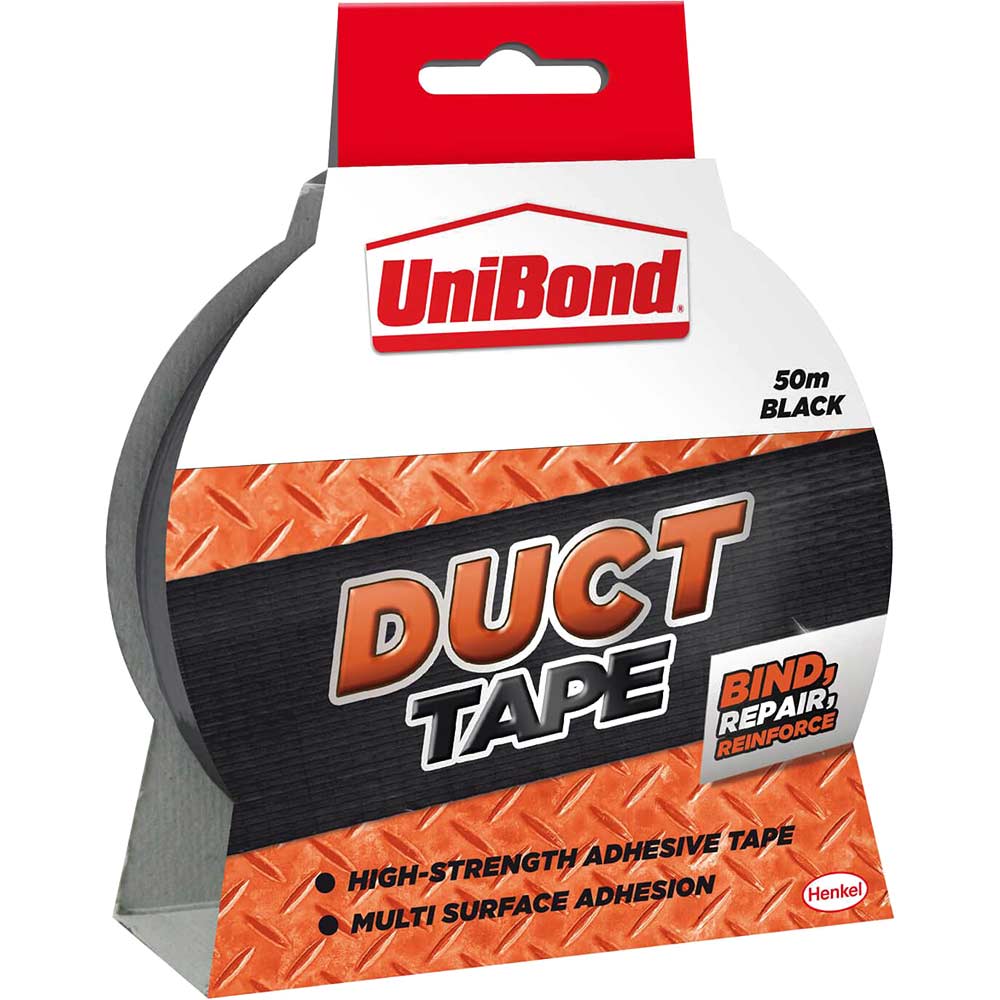 Image of Unibond Duct Tape Black 50mm 50m