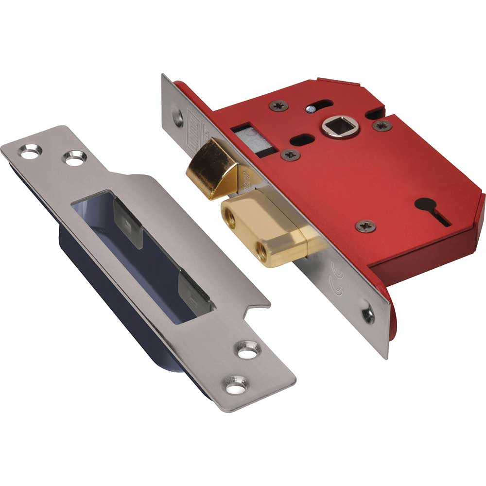 Union Strongbolt 3 Lever Mortice Sash Lock Stainless Steel 81mm 109.6mm
