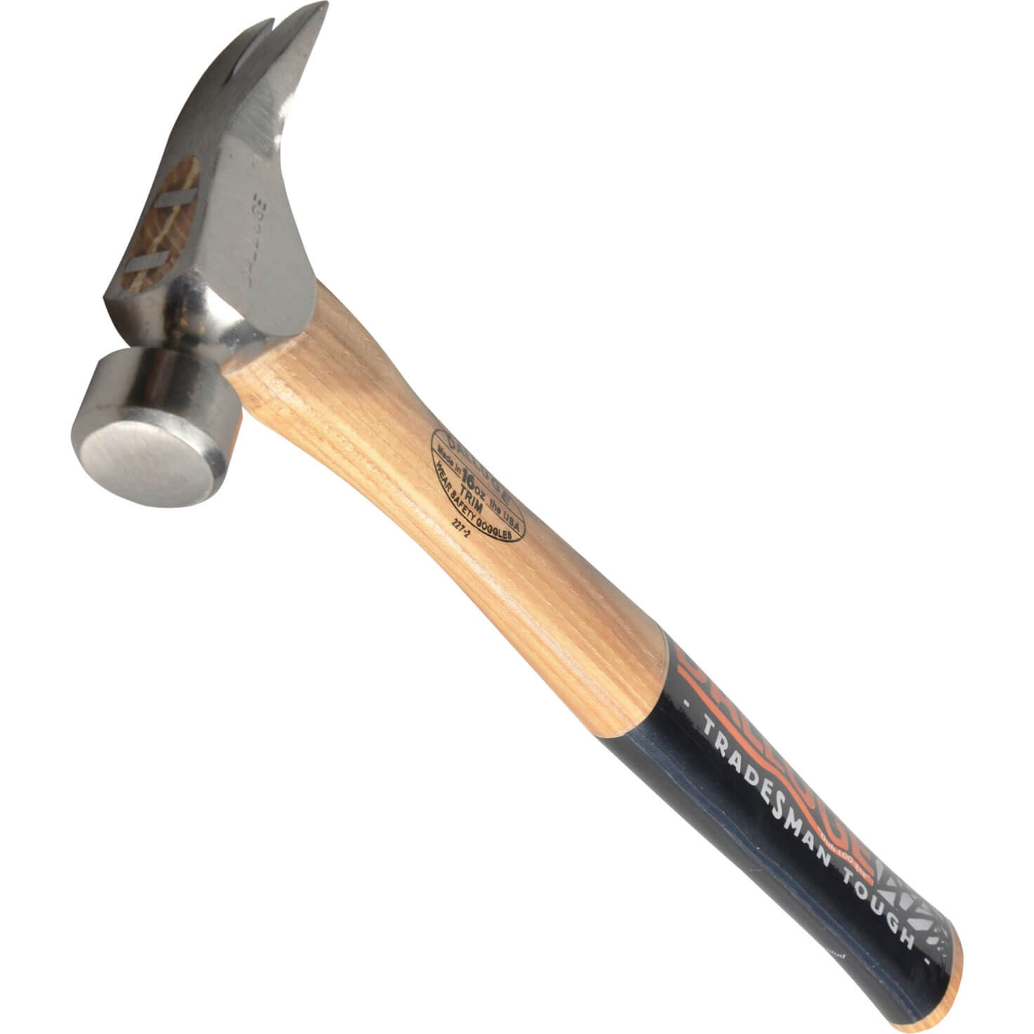Image of Vaughan Trim Hammer with Plain Face and Straight Handle 450g