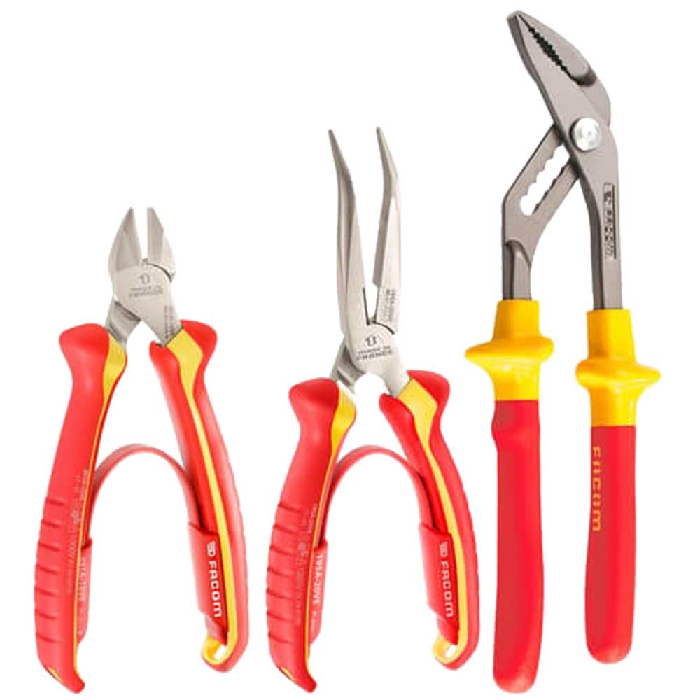 Facom VE.A3 3 Piece VDE Insulated Plier Set