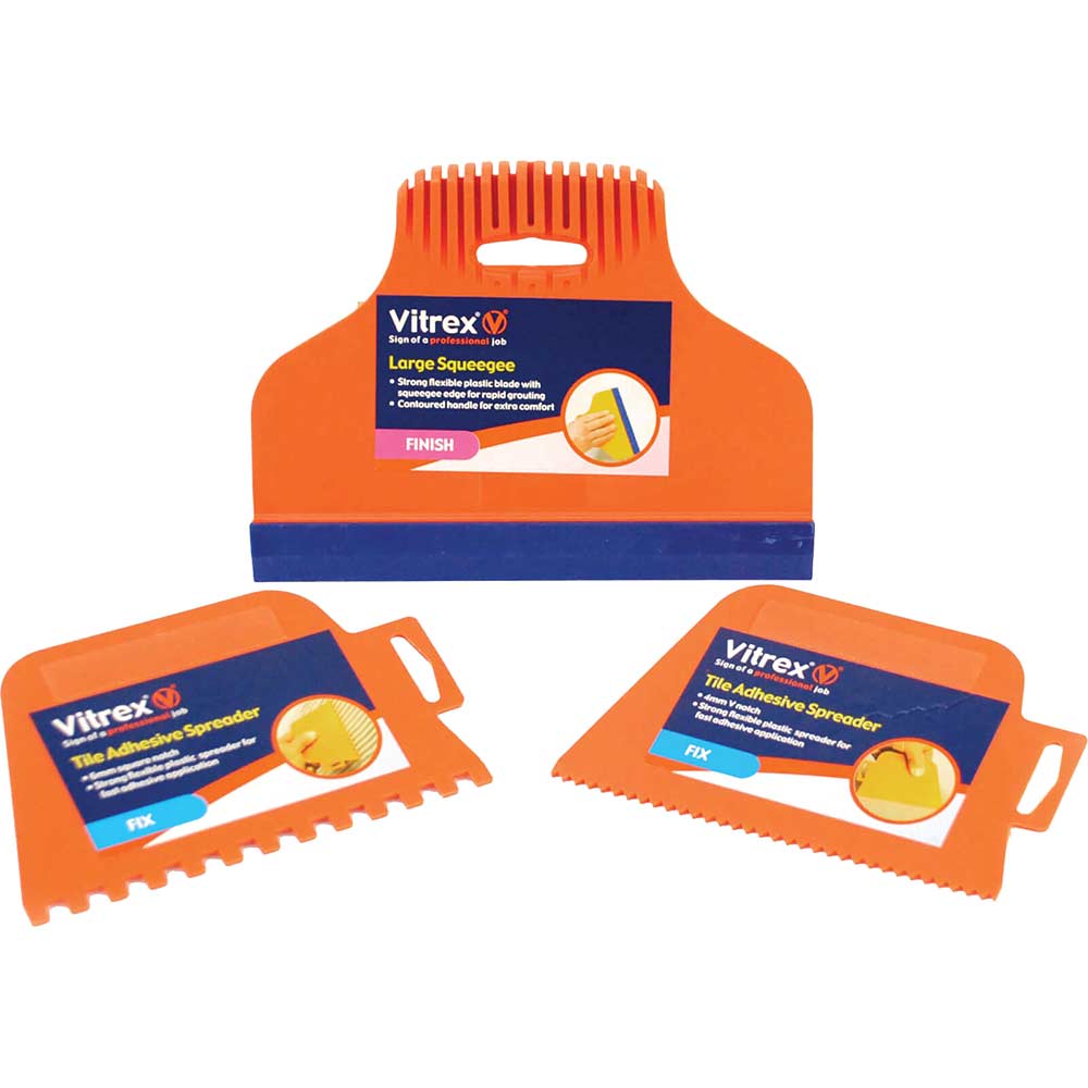 Image of Vitrex 3 Piece Tiling Spreader and Squeegee Kit