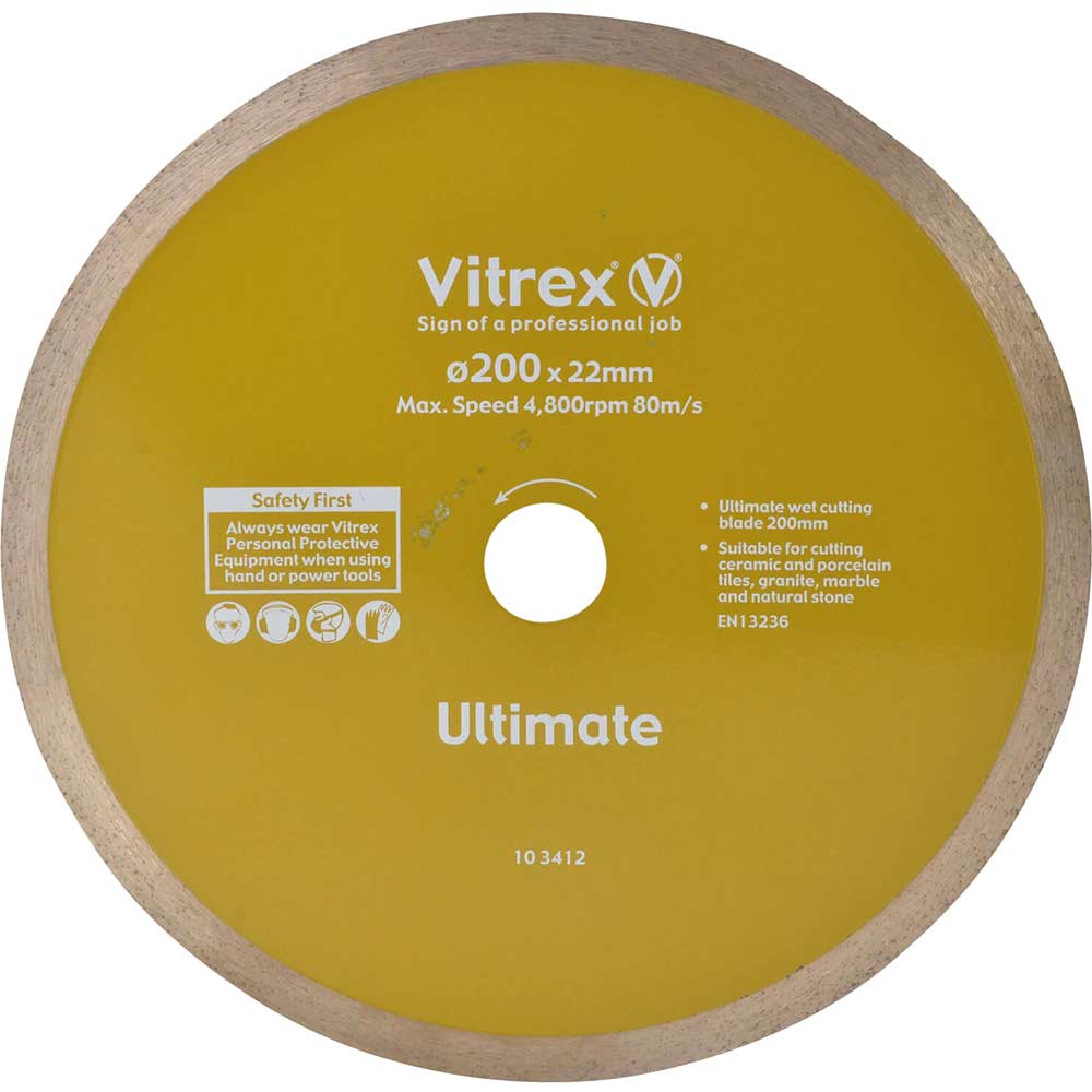 Image of Vitrex Ultimate Diamond Blade For Wet Bridge Tile Saw 200mm