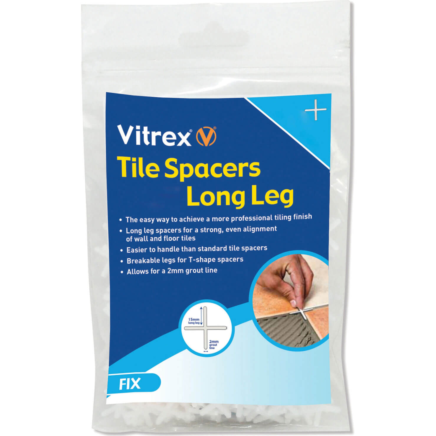 Image of Vitrex Long Leg Tile Spacers 2mm Pack of 1500