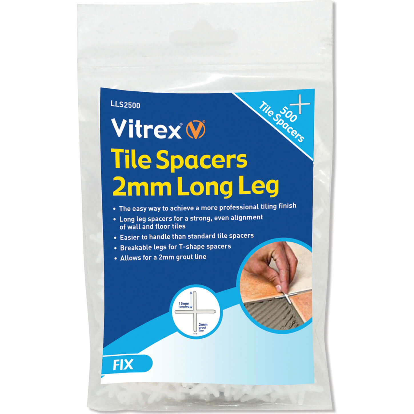 Image of Vitrex Long Leg Tile Spacers 2mm Pack of 500