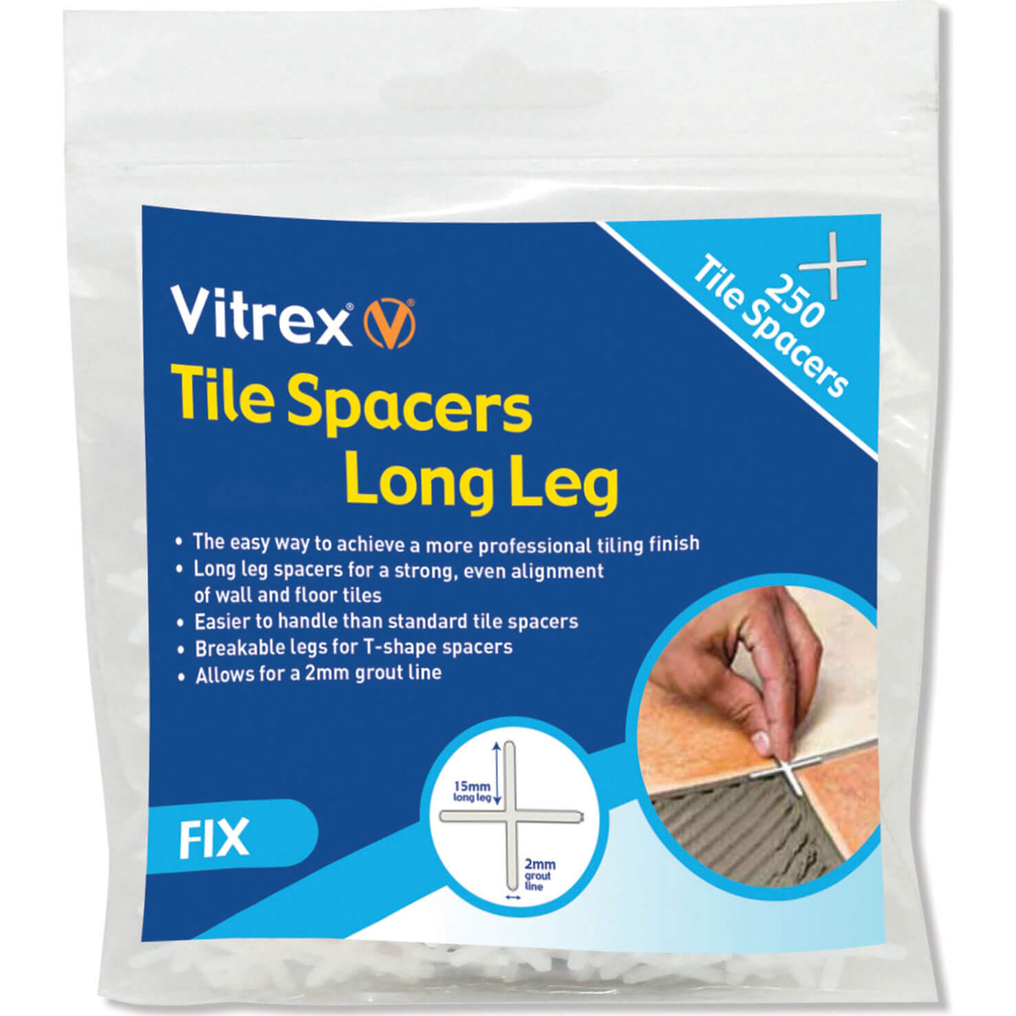 Image of Vitrex Long Leg Tile Spacers 3mm Pack of 250