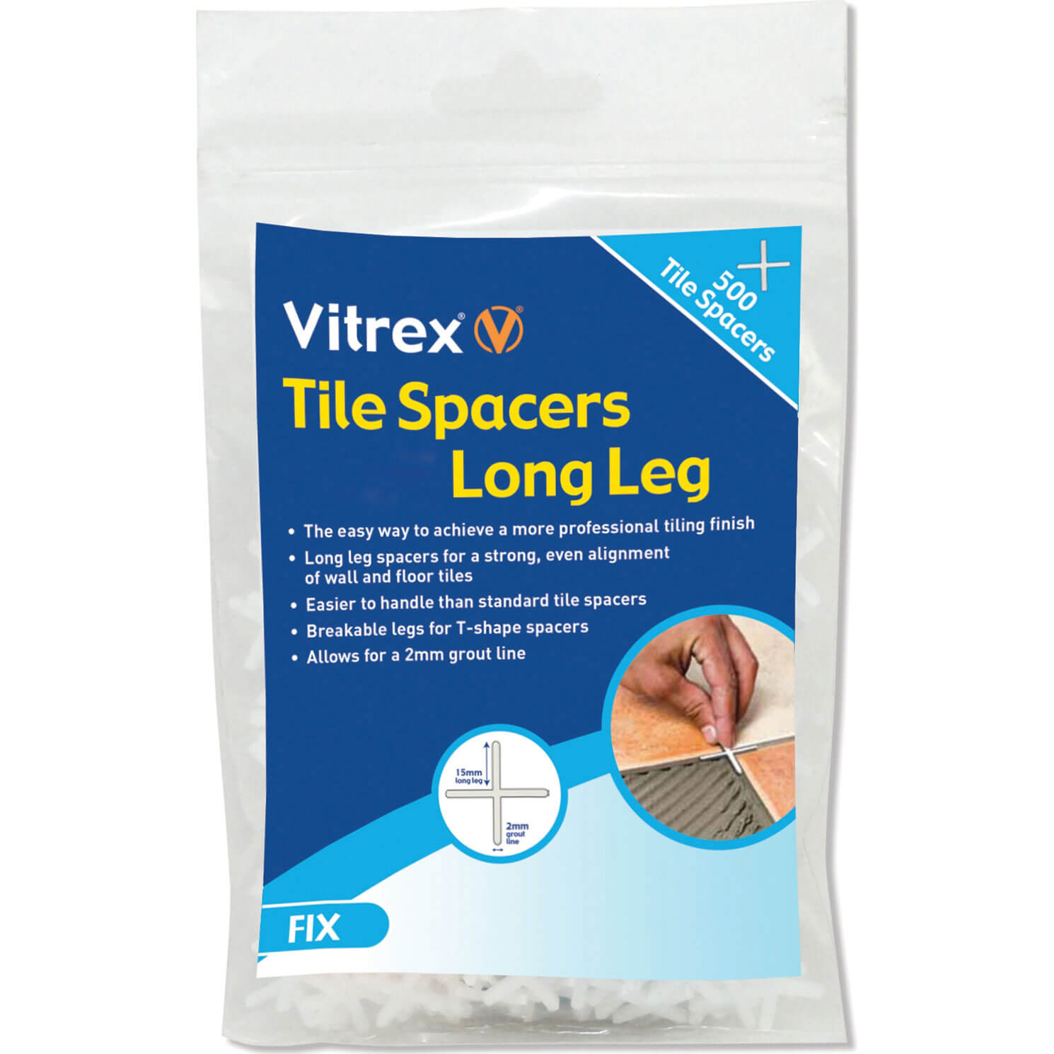 Image of Vitrex Long Leg Tile Spacers 3mm Pack of 500
