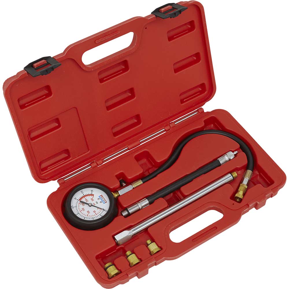 Sealey VSE300D 6 Piece Petrol Engine Compression Tester Deluxe Kit