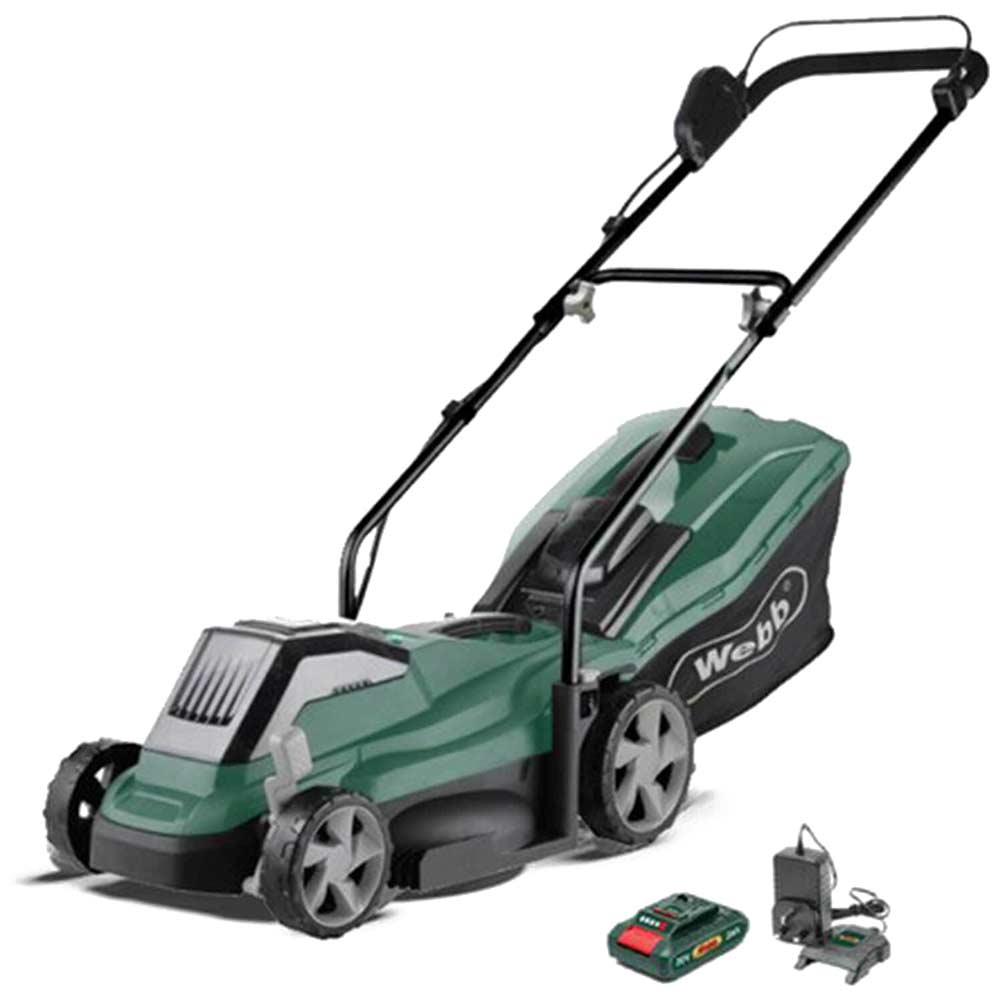 Image of Webb WEV20LM33 20v Cordless Rotary Lawnmower 330mm 1 x 4ah Li-ion Charger