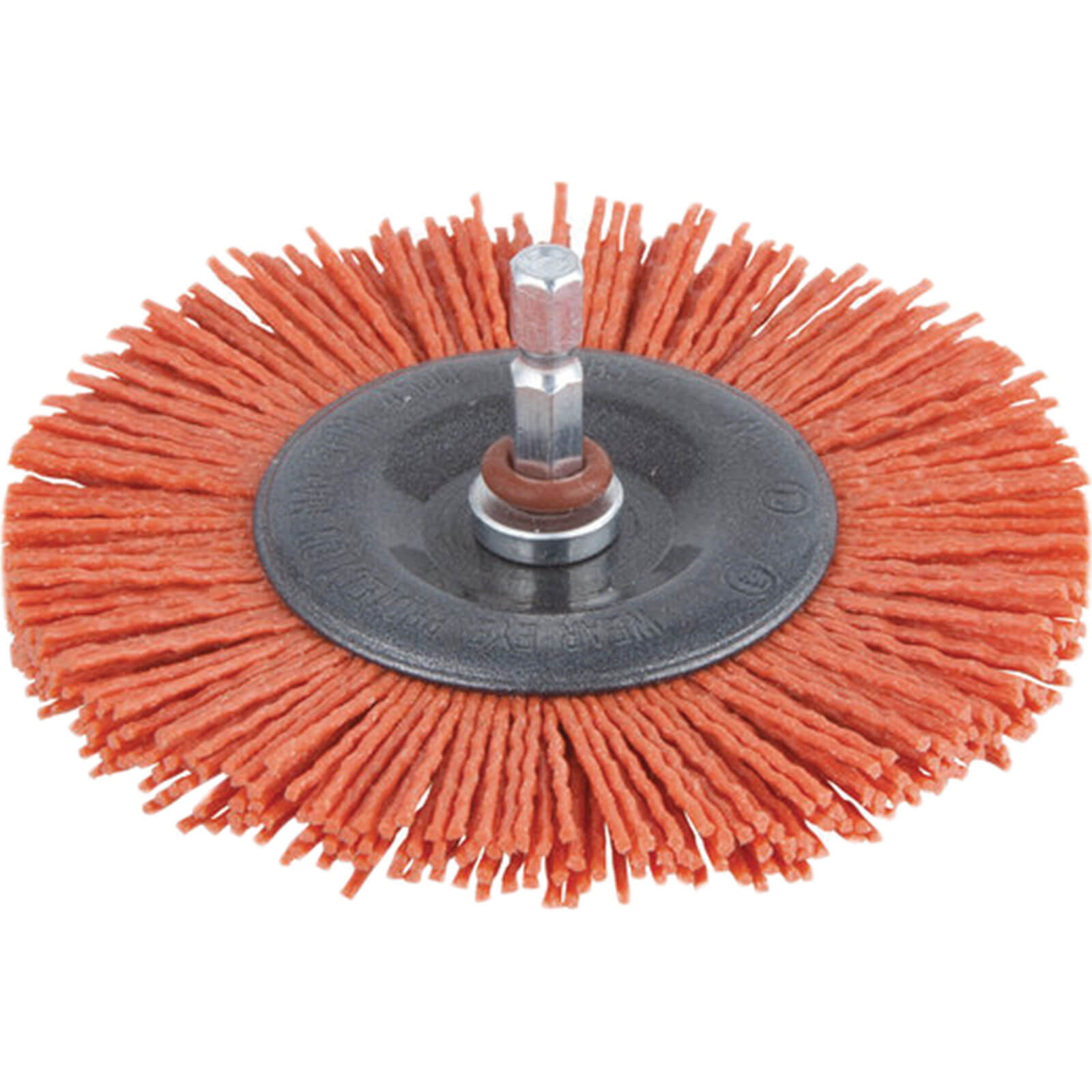 Image of Wolfcraft Abrasive Nylon Bristle Wheel Brush 100mm 6mm Shank