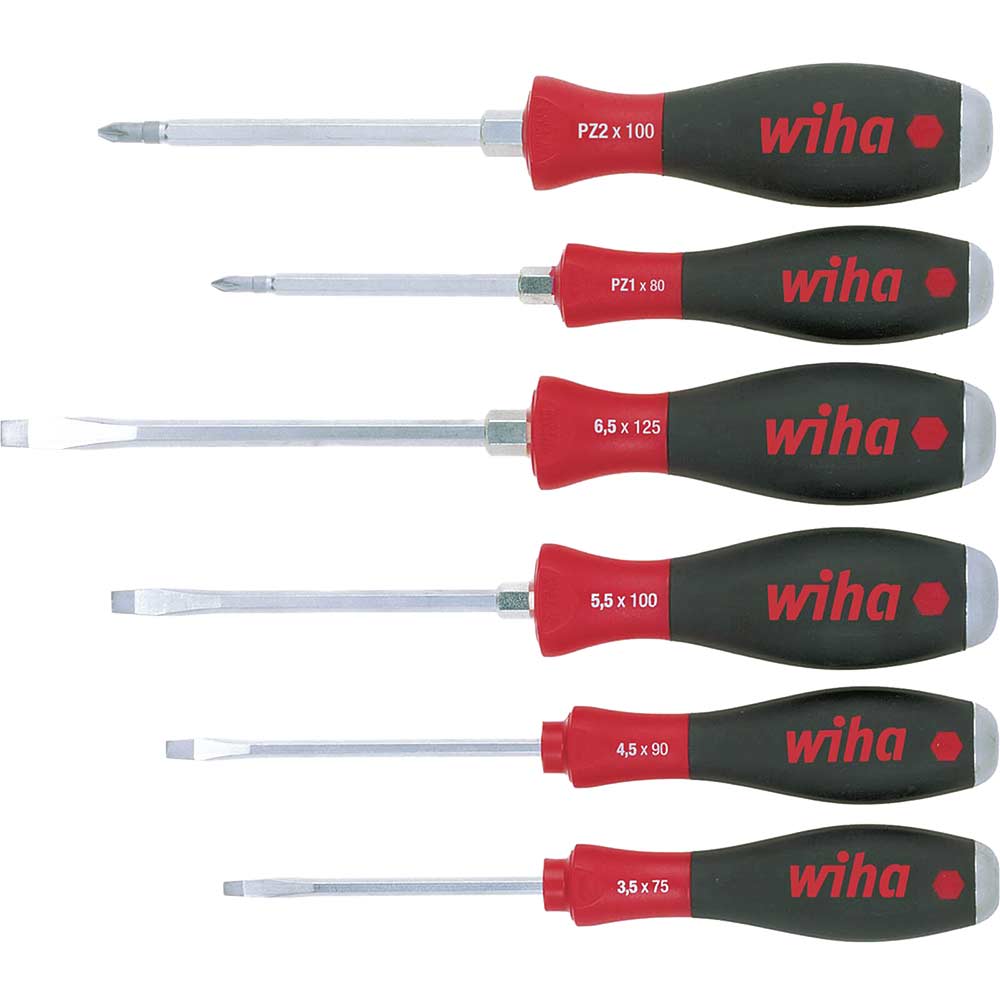 Click to view product details and reviews for Wiha Softfinish 6 Piece Hex Bolster Slotted And Pozi Screwdriver Set.