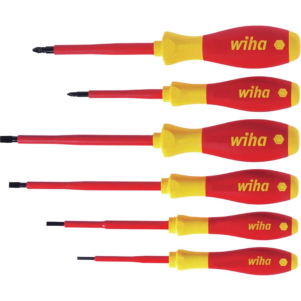 Click to view product details and reviews for Wiha Softfinish 6 Piece Vde Insulated Slotted Pozi Screwdriver Set.