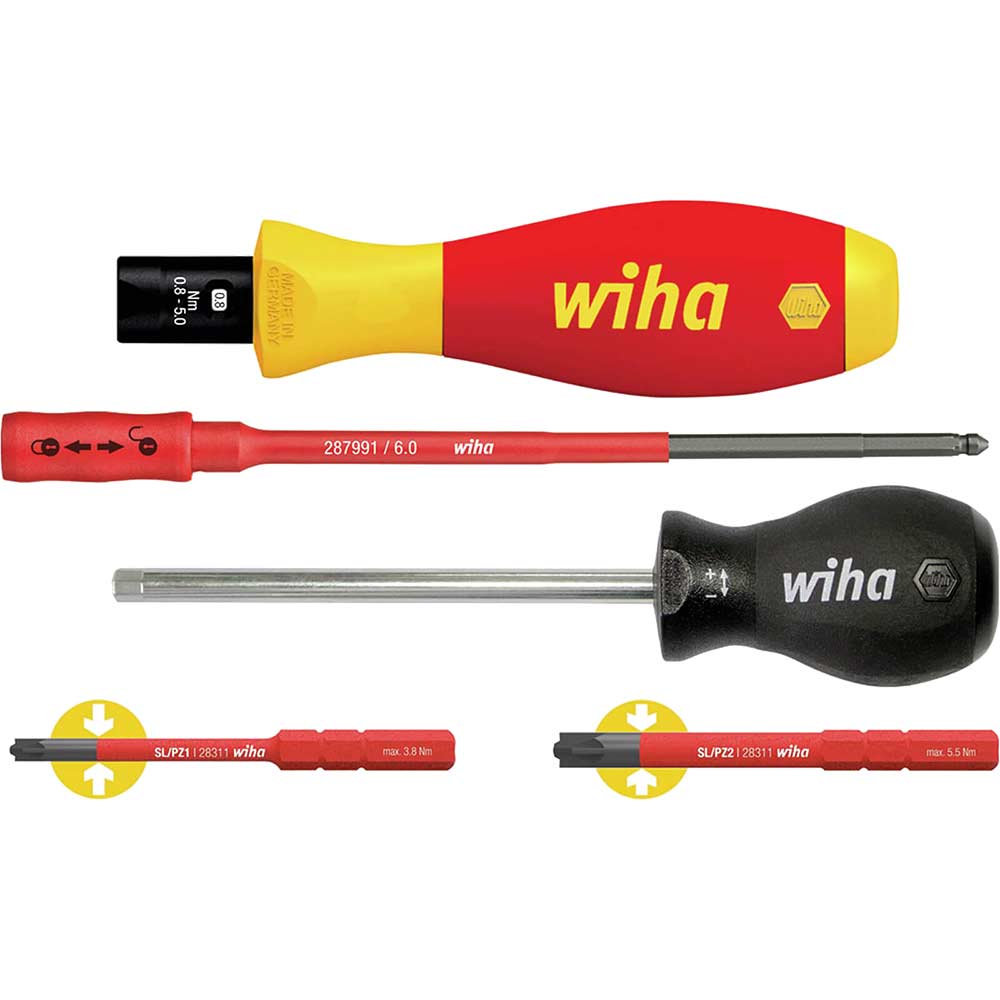 Image of Wiha 5 Piece VDE Insulated Torquevario-S Screwdriver Set 0.8Nm - 5Nm