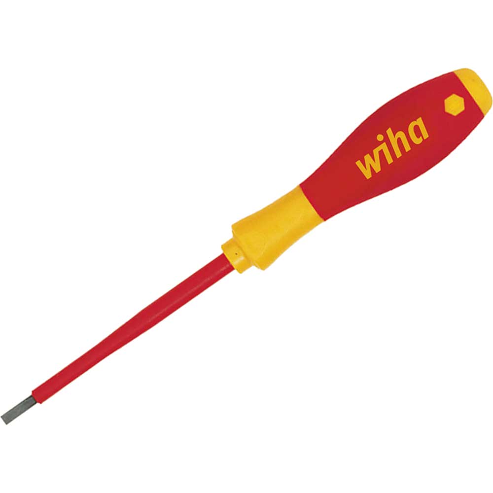 Wiha Softfinish VDE Insulated Slimfix Screwdriver Slotted 4mm 100mm