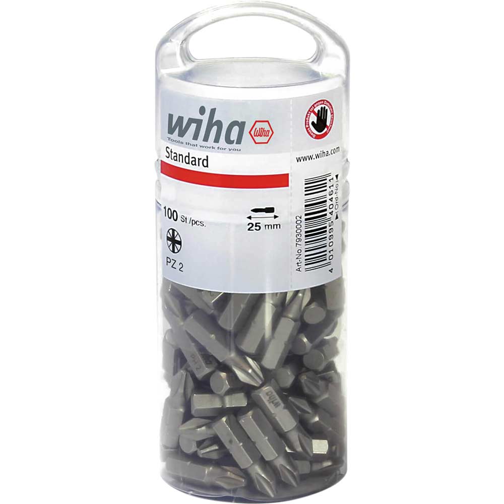 Photos - Bits / Sockets Wiha Standard Pozi Screwdriver Bits Bulk Tub PZ2 25mm Pack of 100 40462 