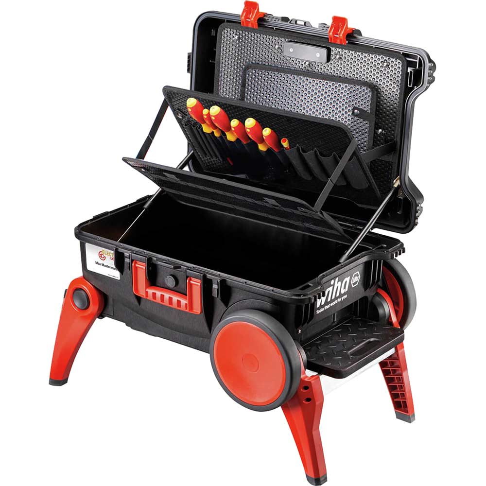 Image of Wiha XXL III Electrians Rolling Tool Case and 10 Piece Screwdriver Set