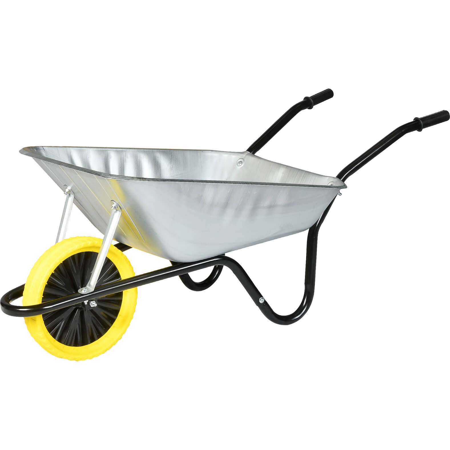 Image of Walsall The Easiload Builders Puncture Proof Wheelbarrow 85l Galvanized Steel