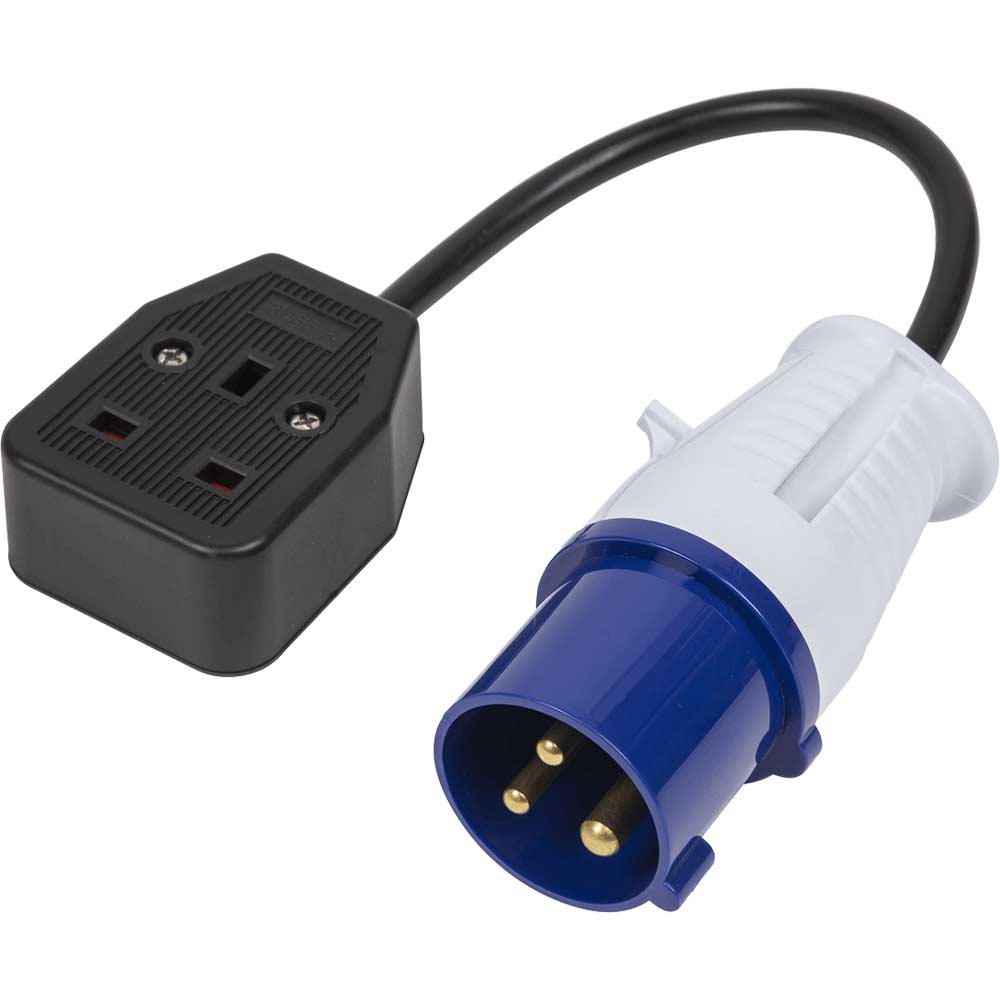 Sealey 16A/13A Trailing Socket and 2P+E Blue Plug Cable Set 0.38m
