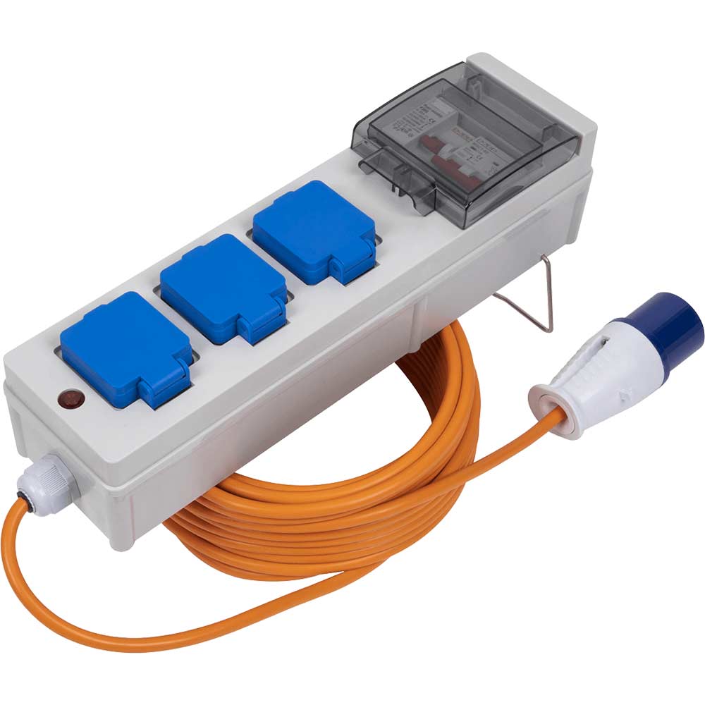 Sealey 3 Socket Caravan and Camping RCD Cable Extension 15m