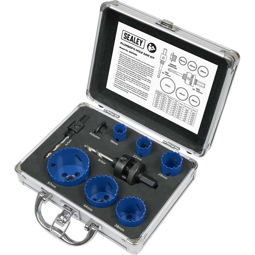 Image of Sealey 9 Piece Plumbers Hole Saw Kit