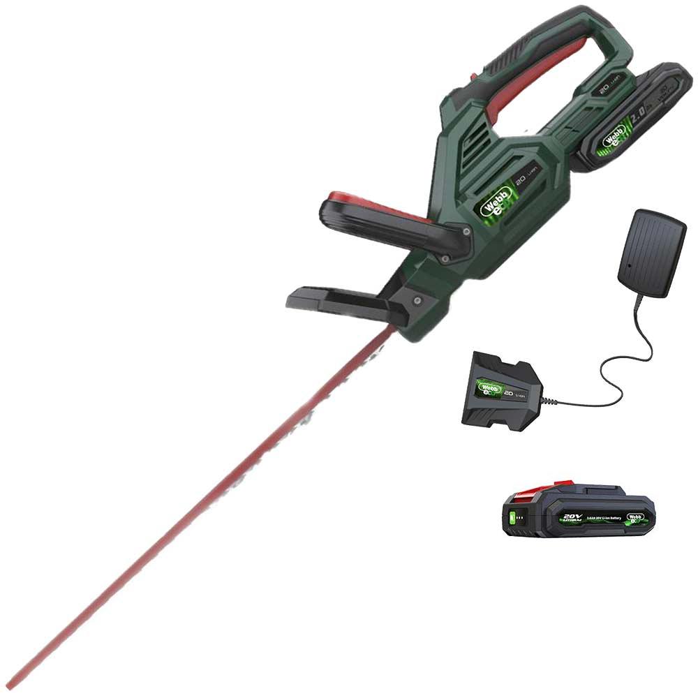 Webb Eco WEV20HT 20v Cordless Hedge Trimmer 500mm 2 x 2ah Li-ion Battery Charger