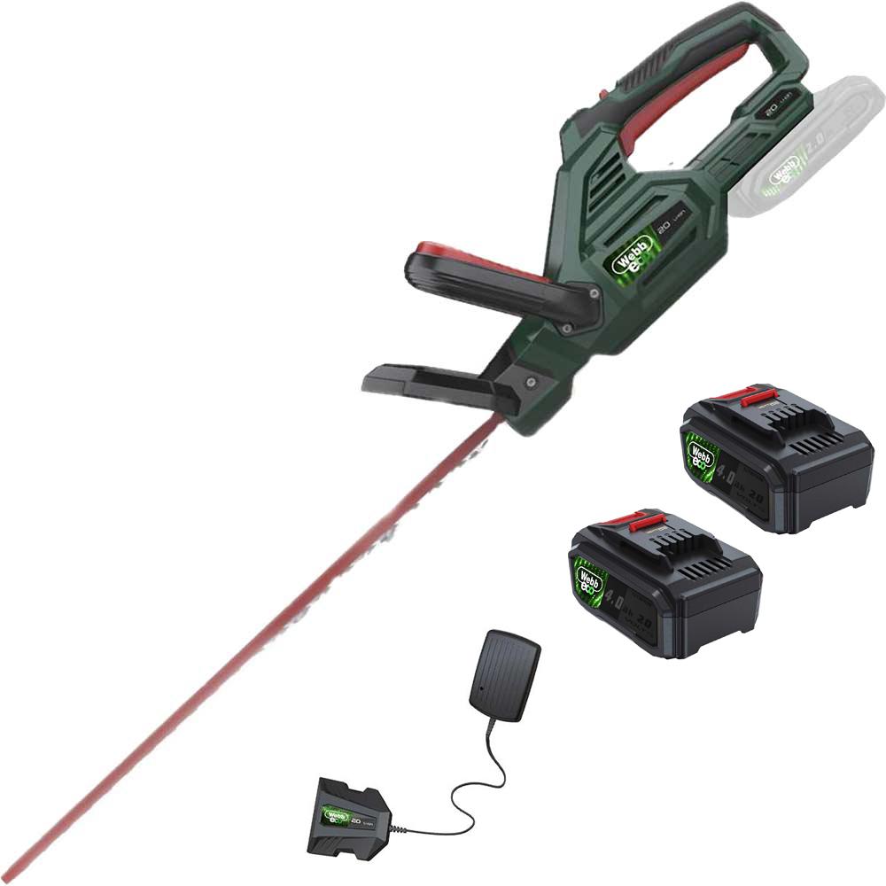Webb Eco WEV20HT 20v Cordless Hedge Trimmer 500mm 2 x 4ah Li-ion Battery Charger