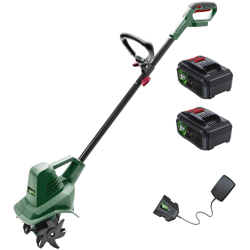 Webb Eco WEV20TILB 20v Cordless Garden Tiller 2 x 4ah Li-ion Battery Charger