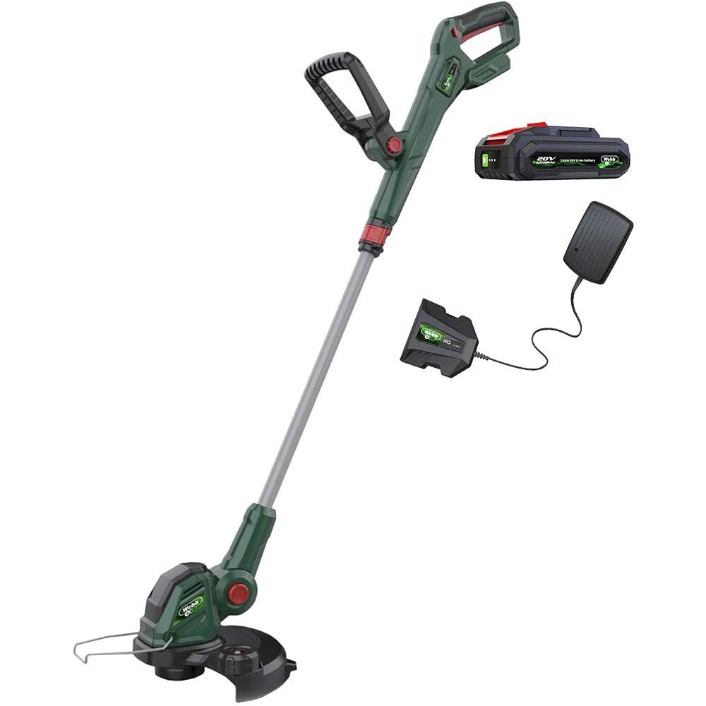 Webb WEV20LT 20v Cordless Grass Trimmer and Edger 300mm 1 x 2ah Li-ion Charger