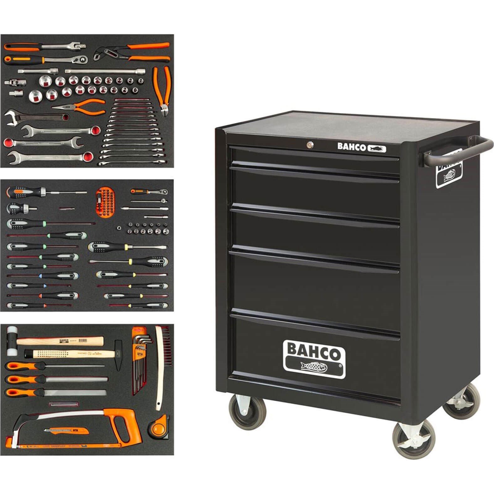 Bahco 5 Drawer Heavy Duty Rolling Cabinet And Tools Kit Tool