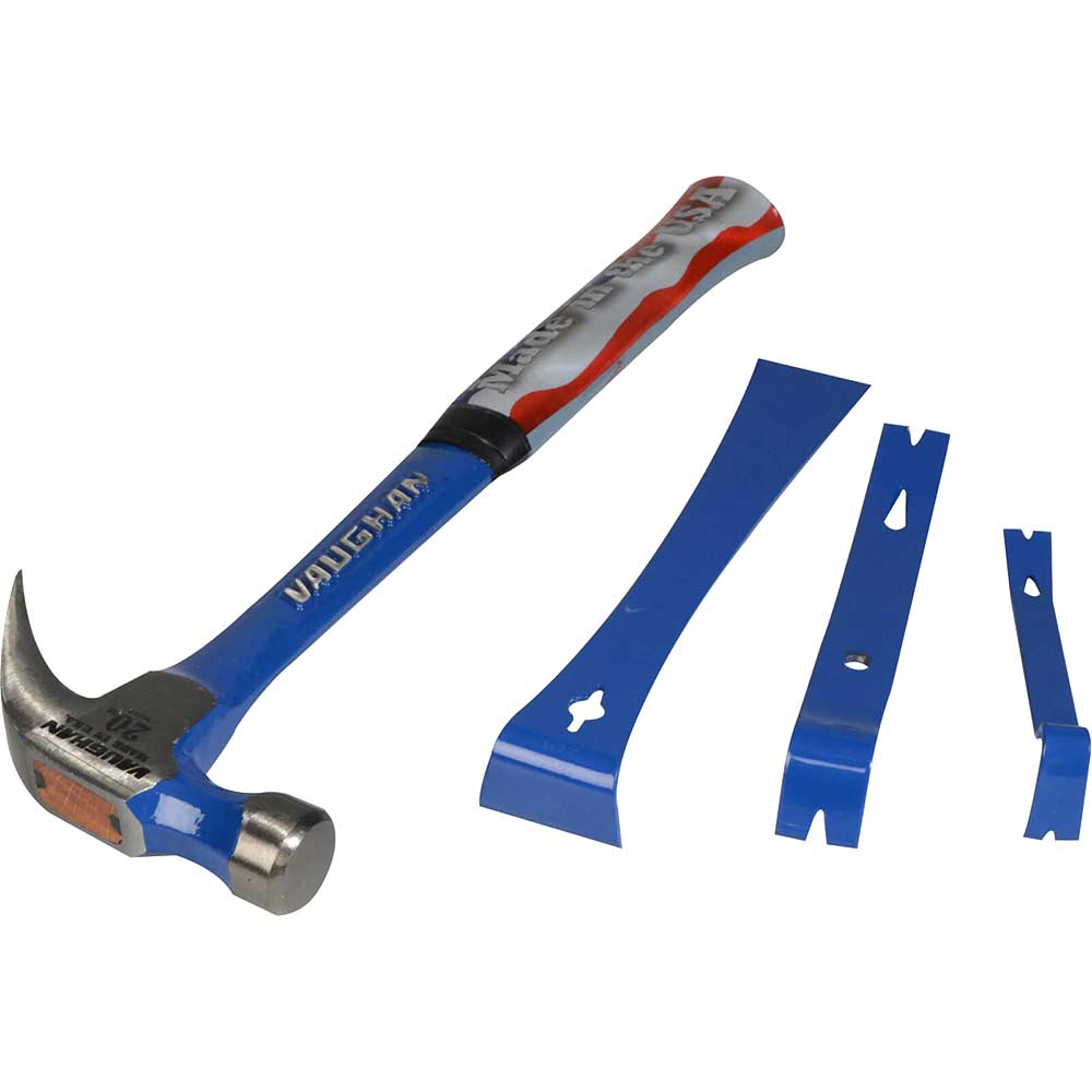 Image of Vaughan R20 Curved Claw Nail Hammer and 3 Piece Bar Set
