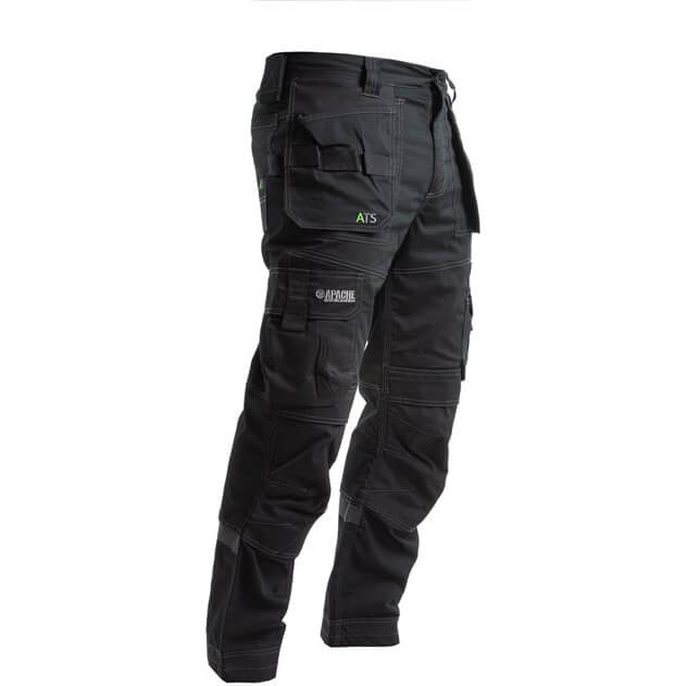 Image of Apache Mens Cavendish Rip Stop Stretch Work Trousers Black 42" 29"