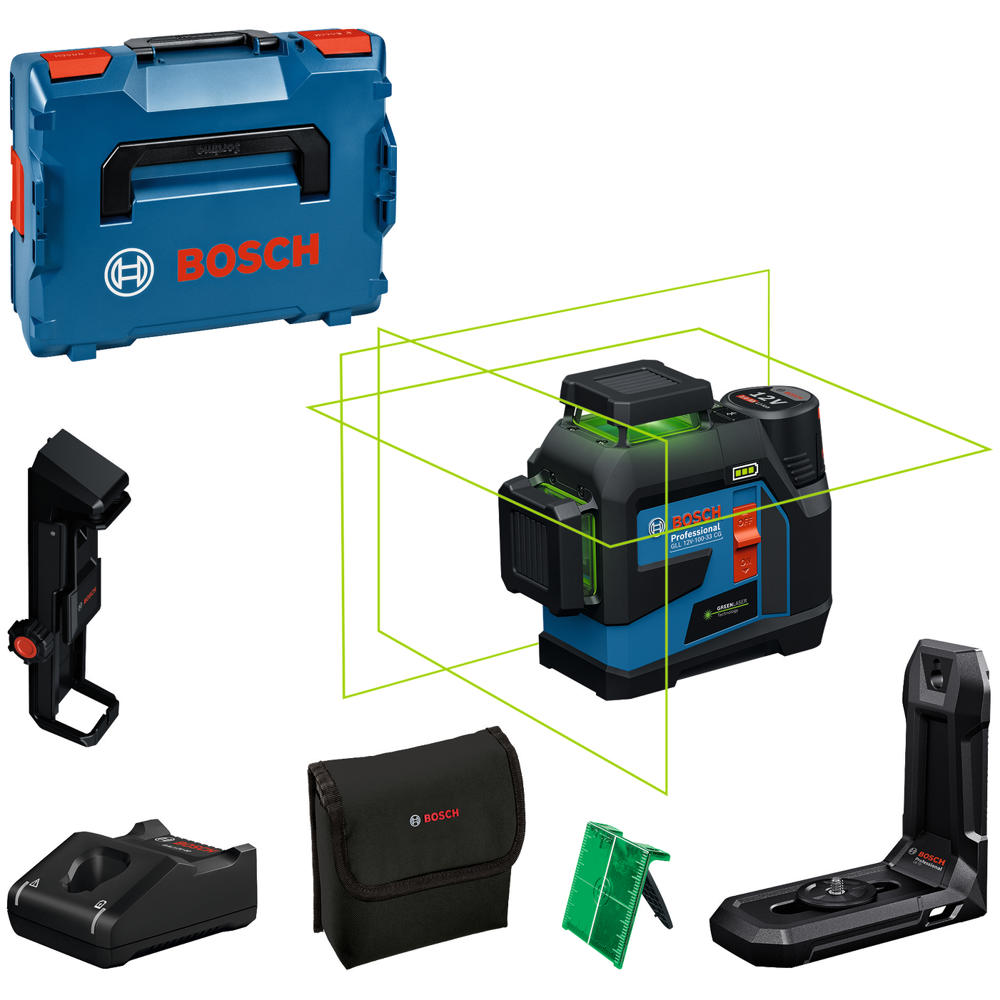 Image of Bosch GLL 12V-100-33 CG 12v Cordless 360 Deg Line Laser Level 1 x 2ah Li-ion Battery Charger Case