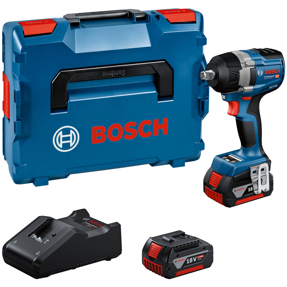 Image of Bosch GDS 18V-750 C Cordless Brushless 1/2" Drive Impact Wrench 2 x 5ah Li-ion Charger Case