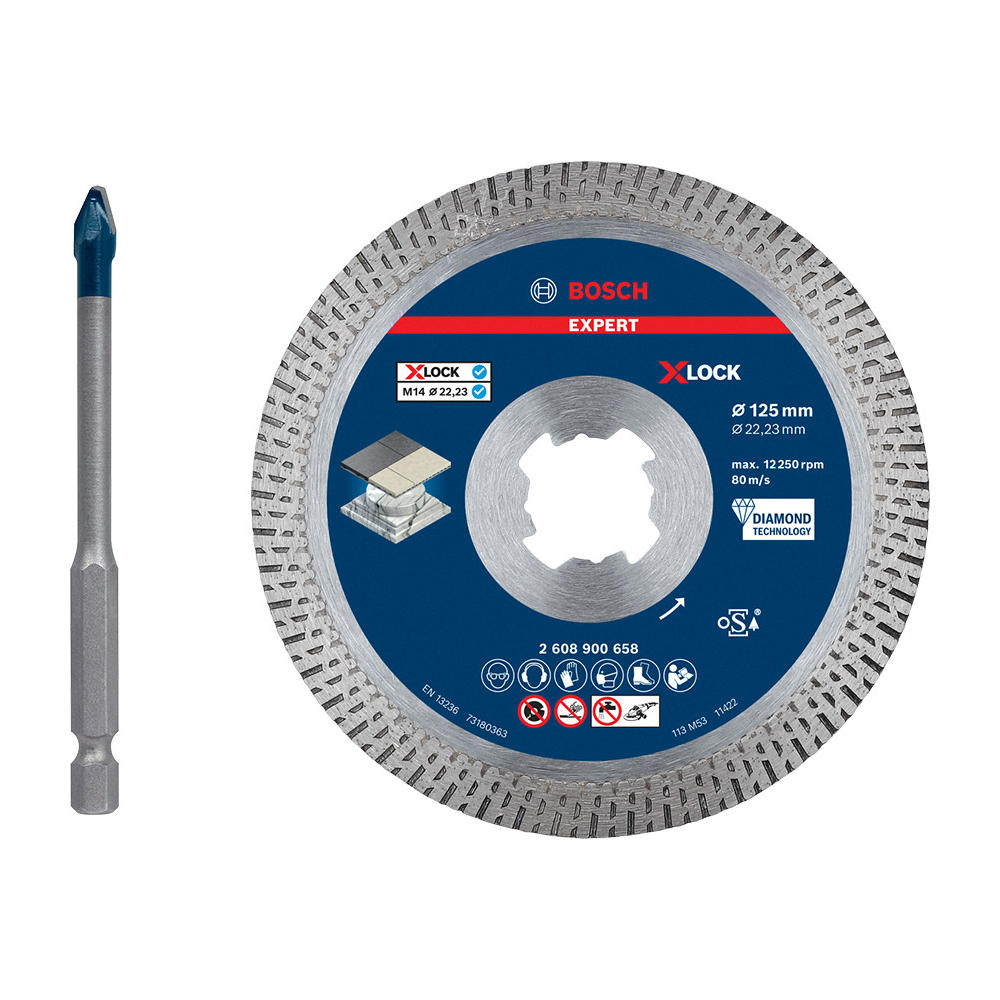 Image of Bosch EXPERT X Lock Hard Ceramic Tile Cutting and Drilling Kit 125mm