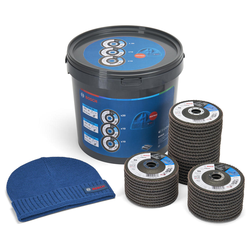 Bosch EXPERT 40 Piece X551 Flap Disc Assorted Grit Tub 115mm