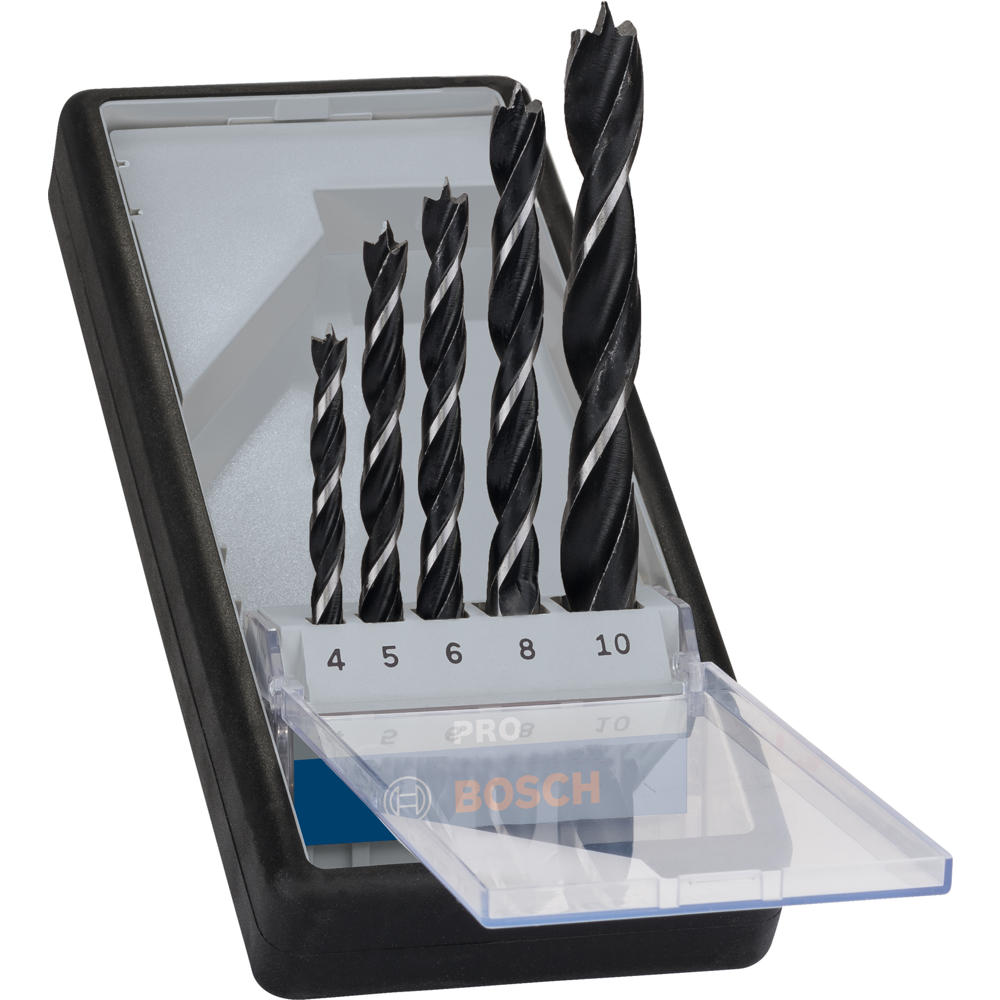 Image of Bosch PRO 5 Piece Brad Point Wood Drill Bit Set