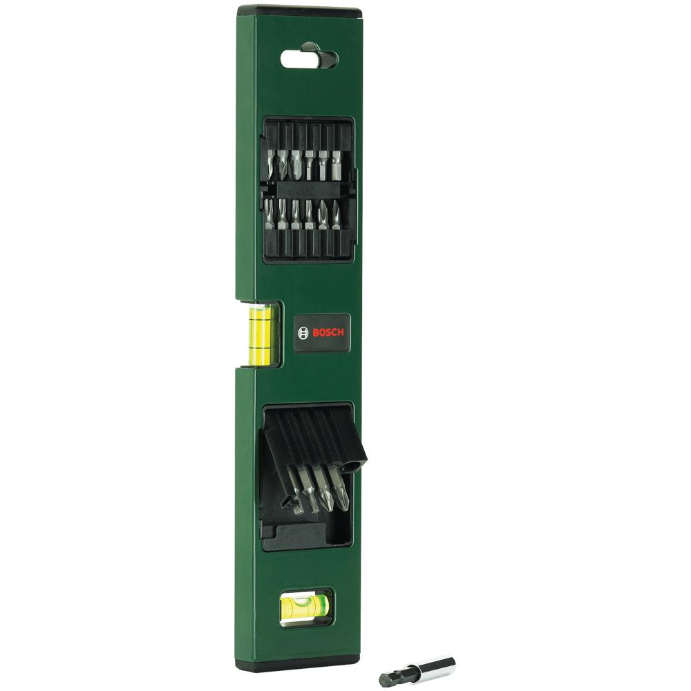 Image of Bosch Spirit Level and Integrated 17 Piece Screwdriver Bit Set 12" / 30cm