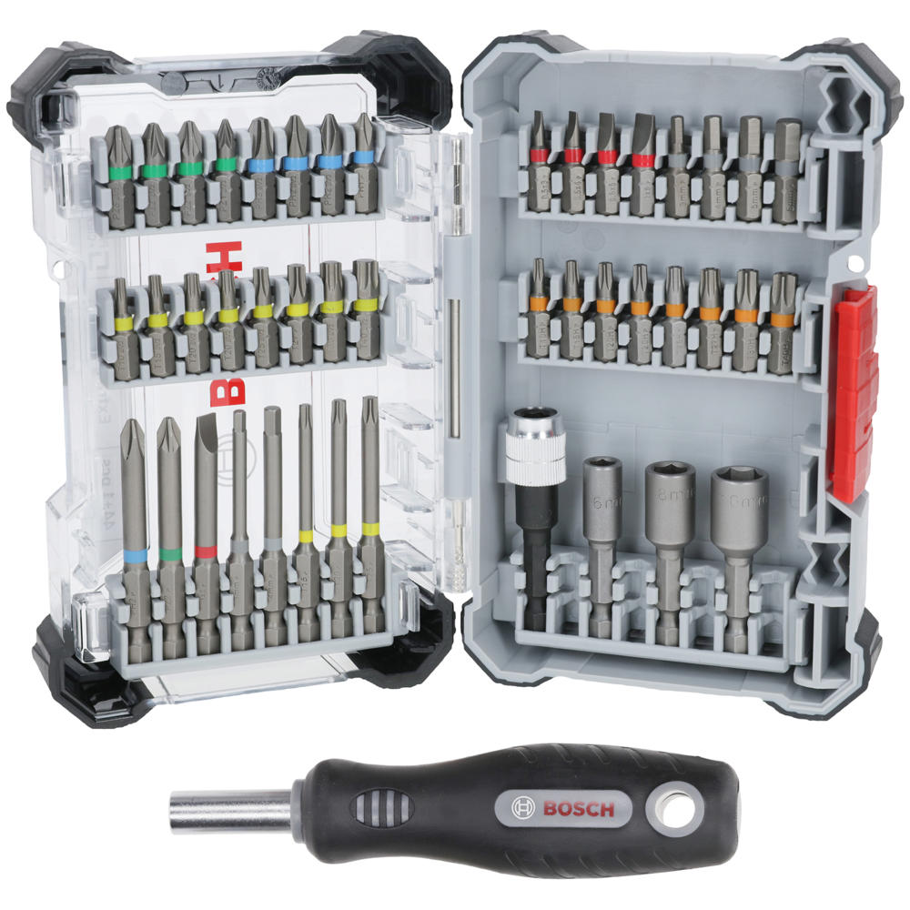 Bosch PRO 45 Piece Extra Hard Screwdriver Bit and Handle Set