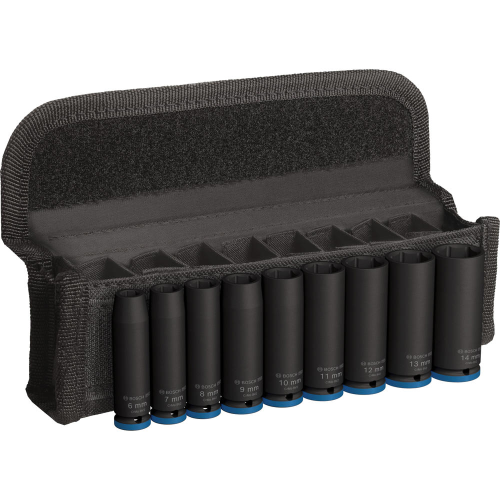 Bosch PRO 9 Piece 1/4" Drive Deep Hexagon Impact Socket Set 1/4"