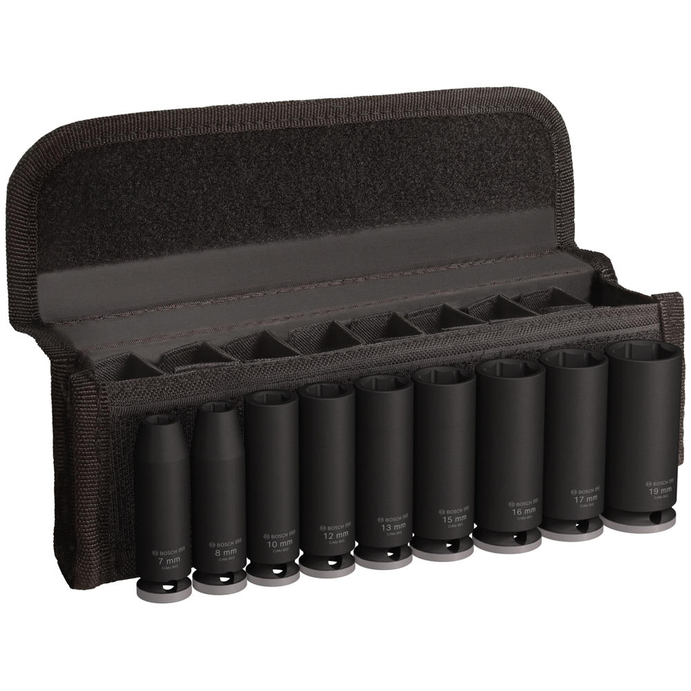 Image of Bosch PRO 9 Piece 3/8" Drive Deep Hexagon Impact Socket Set 3/8"