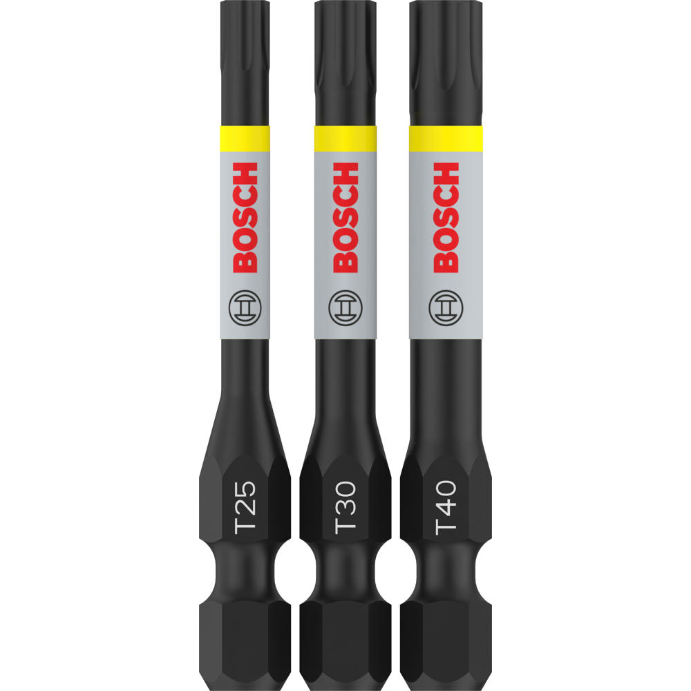 Bosch PRO Impact Torsion Torx Screwdriver Bits T25 - T40 Assorted Torx 55mm Pack of 3