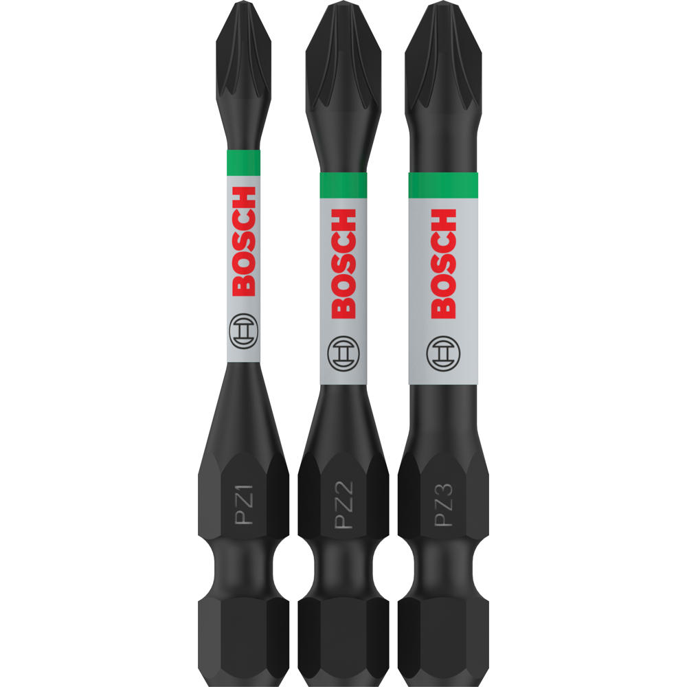 Bosch PRO 3 Piece Impact Control Torsion Pozi Screwdriver Bits Assorted Pozi 55mm Pack of 3